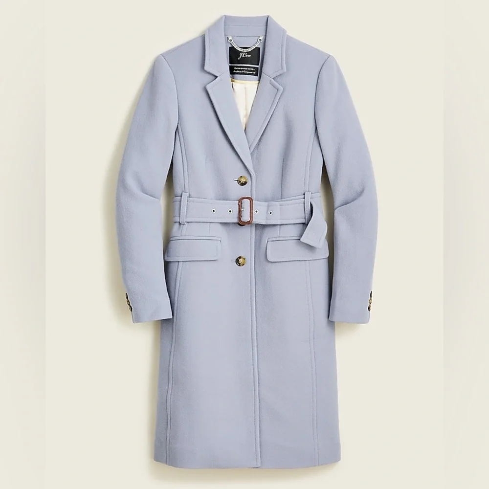 ✨J. Crew Light Blue Lady Day Trench Coat in Italian Wool✨ - Picture 1 of 6